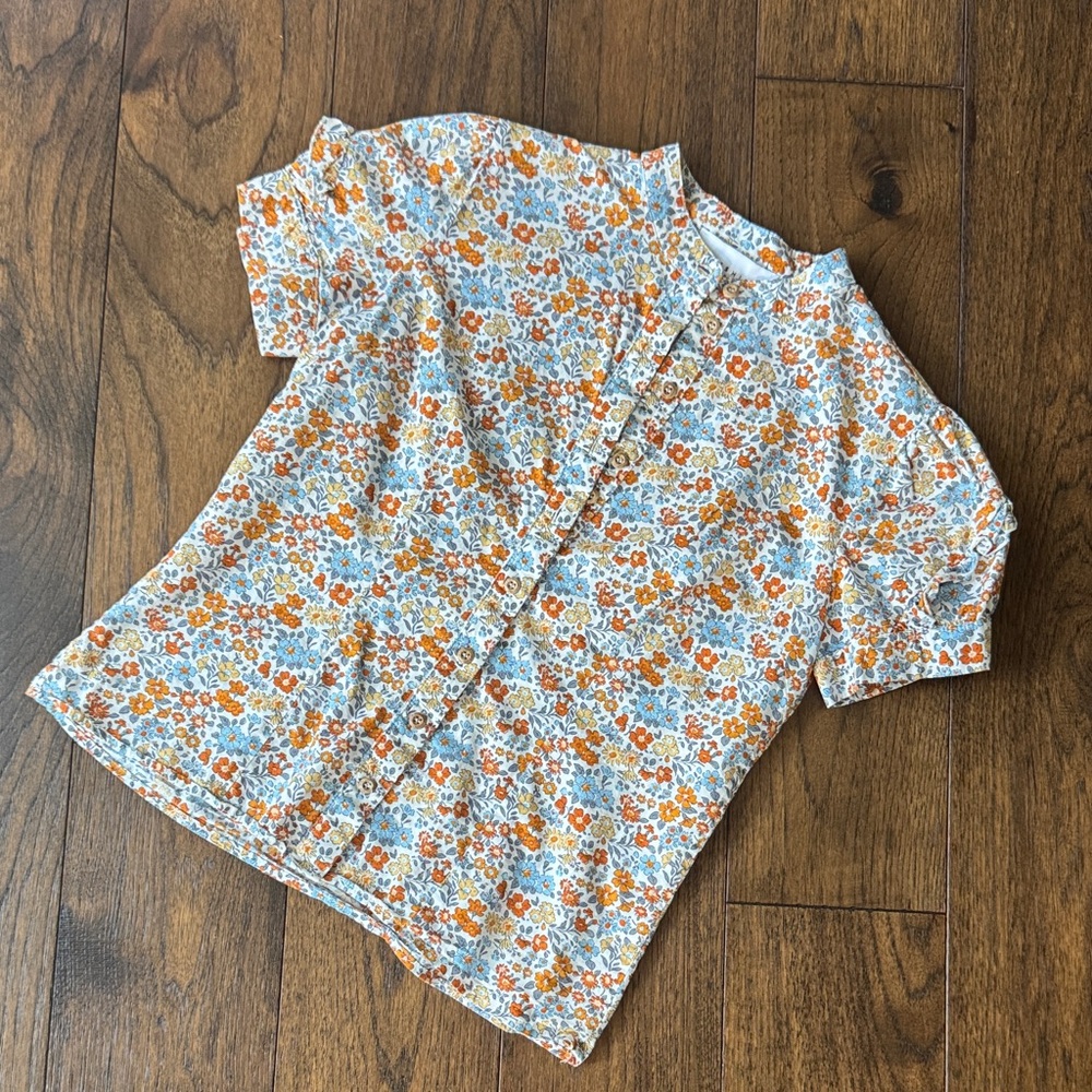 The Shirt by Rochelle Behrens Floral Blouse - Orange and Blue